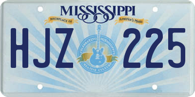 MS license plate HJZ225