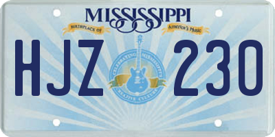 MS license plate HJZ230