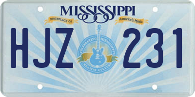 MS license plate HJZ231