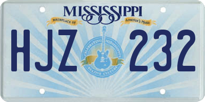 MS license plate HJZ232