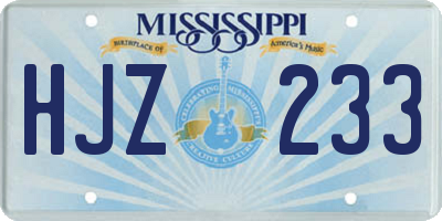 MS license plate HJZ233