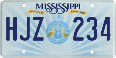 MS license plate HJZ234