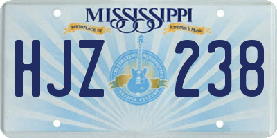 MS license plate HJZ238