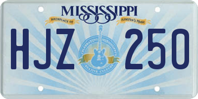 MS license plate HJZ250