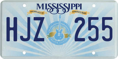 MS license plate HJZ255