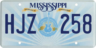 MS license plate HJZ258