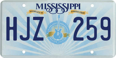MS license plate HJZ259