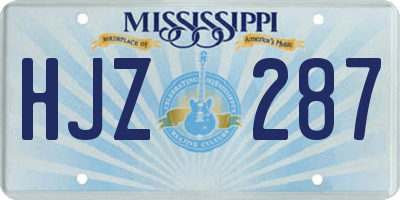 MS license plate HJZ287