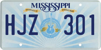 MS license plate HJZ301