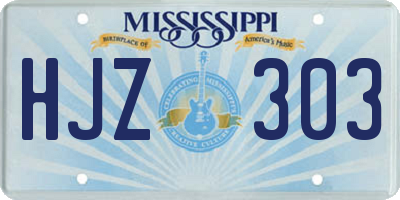 MS license plate HJZ303
