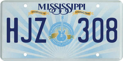 MS license plate HJZ308