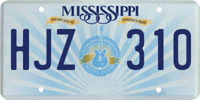 MS license plate HJZ310