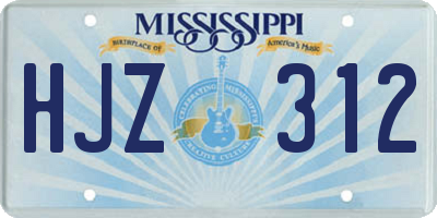 MS license plate HJZ312