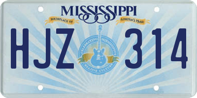 MS license plate HJZ314