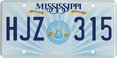 MS license plate HJZ315