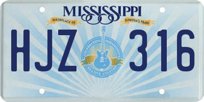 MS license plate HJZ316
