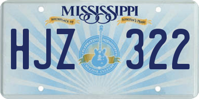 MS license plate HJZ322