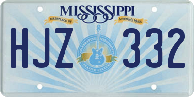 MS license plate HJZ332