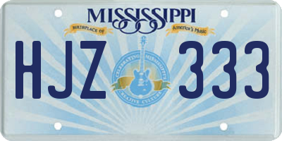 MS license plate HJZ333