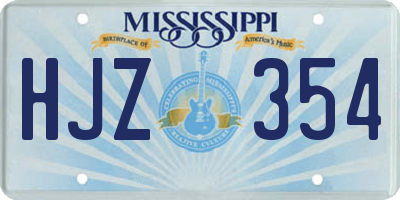 MS license plate HJZ354