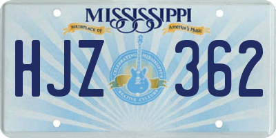 MS license plate HJZ362