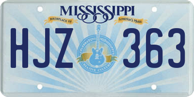 MS license plate HJZ363