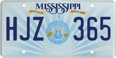 MS license plate HJZ365