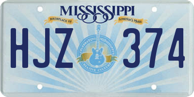 MS license plate HJZ374