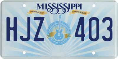MS license plate HJZ403