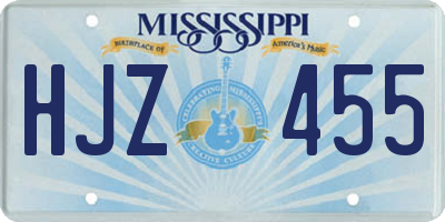 MS license plate HJZ455