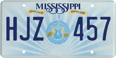 MS license plate HJZ457
