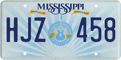 MS license plate HJZ458