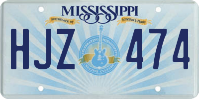MS license plate HJZ474