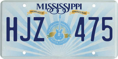 MS license plate HJZ475