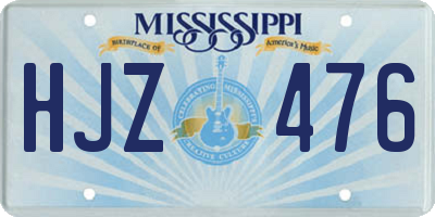 MS license plate HJZ476