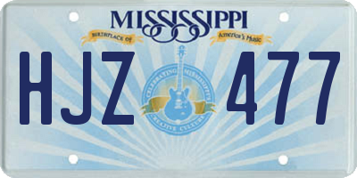 MS license plate HJZ477
