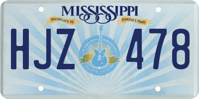 MS license plate HJZ478