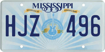 MS license plate HJZ496