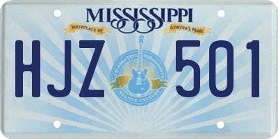 MS license plate HJZ501