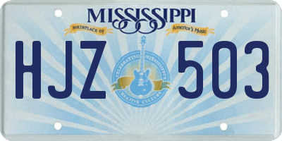MS license plate HJZ503
