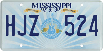MS license plate HJZ524