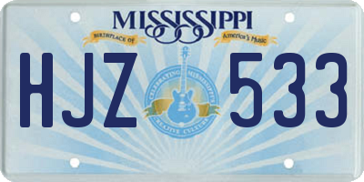 MS license plate HJZ533