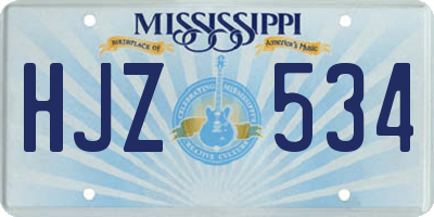 MS license plate HJZ534