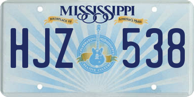 MS license plate HJZ538