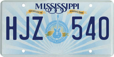 MS license plate HJZ540