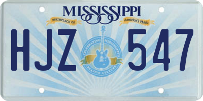 MS license plate HJZ547