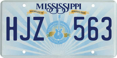 MS license plate HJZ563