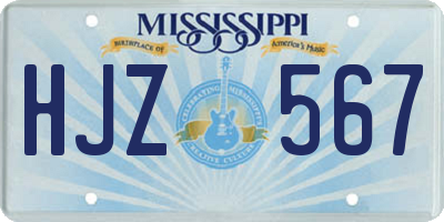 MS license plate HJZ567
