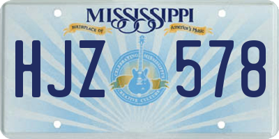 MS license plate HJZ578