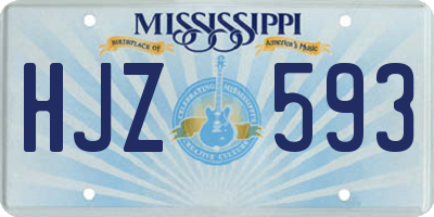MS license plate HJZ593